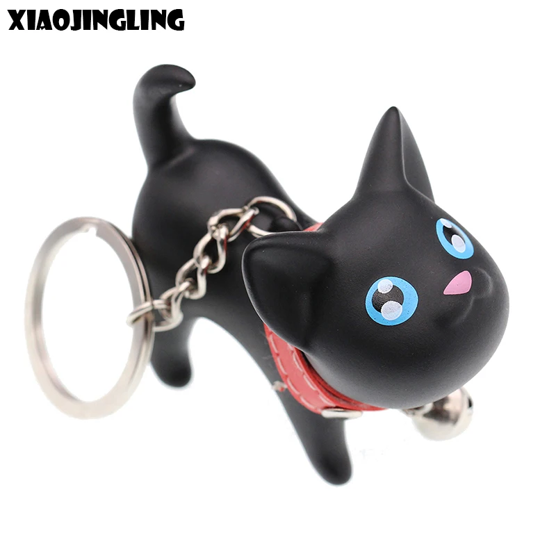 XIAOJINGLING Multicolor Cute Cat Bell Keychain Animal XIAOJINGLING Multicolor Cute Cat Bell Keychain Animal