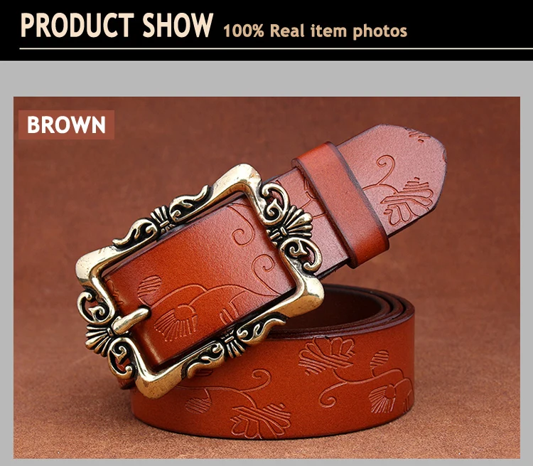 designer belts women Fashion Wide Genuine leather belts for women Vintage Floral Pin buckle Woman belt High quality second layer Cow skin jeans strap waist belt for women