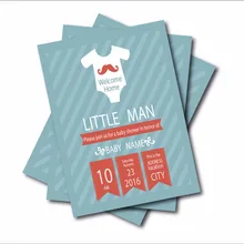 14 шт./лот на заказ маленький человек Baby shower пригласительные на день рождения приглашает мальчика украшение душевой кабины Поставщик