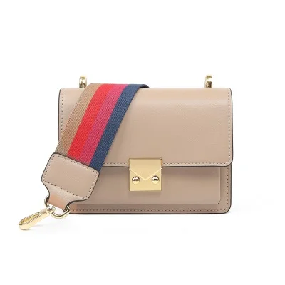 

Fashion Mini Small Square Pack Shoulder Bag Genuine Leather Crossbody Package Clutch Women Color Wide straps Crossbody Bag
