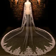 Белая слоновая кость 3,5 м длина три метра ширина 3,5 м* 3 м вышитая бисером кружевная свадебная вуаль Длинная фата невесты