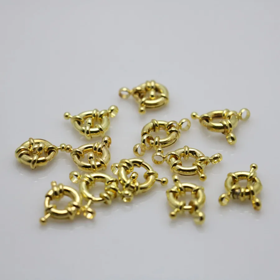 

10PCS Round Circle Button Accessory Fittings Metal Gold-Color For Necklace Bracelet Machining Parts Snap Jewelry Hardware 11mm