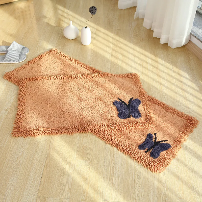 

Cotton Chenille Butterfly Printed Doormat Floor Mat Anti-slip Water Absorption Kitchen Mat Door Carpet Toilet Tapete Rug Porch