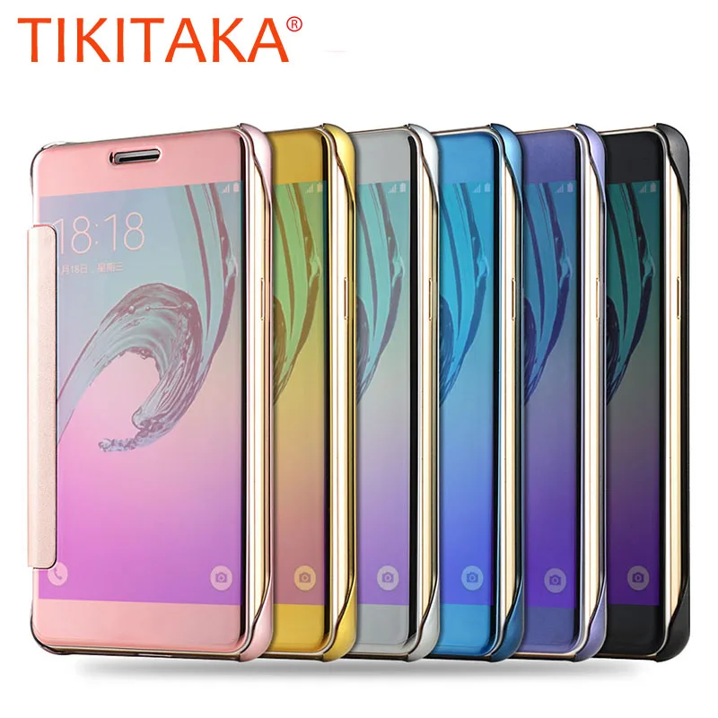 

S8 S7 S6 edge Plus Cover Smart Flip Slim View Plating Mirror Flip Case For Samsung Galaxy Note 5 4 A3 A5 A7 J3 J5 J7 Capa