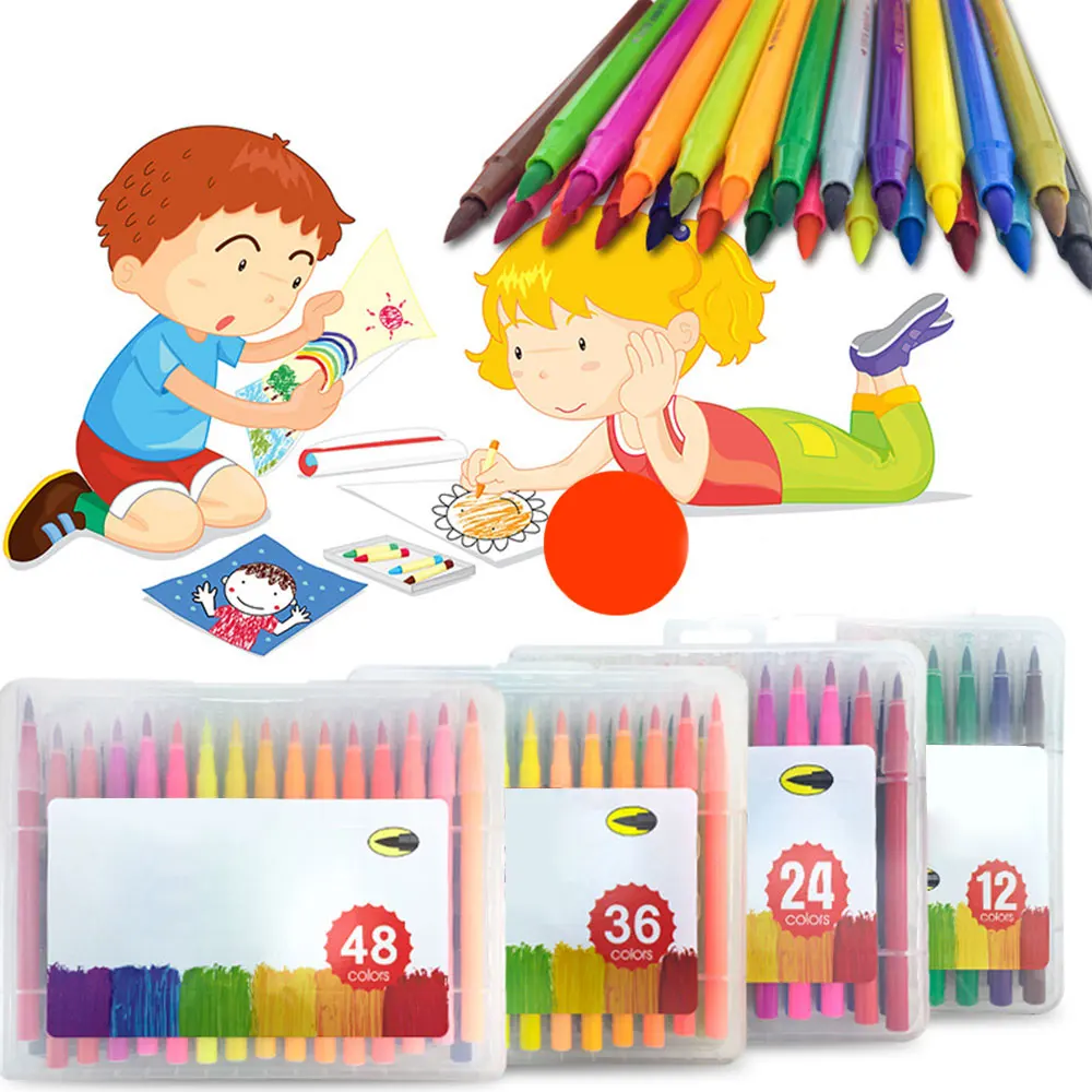 

24/36/48 PCS Colors Drawing Painting Watercolor Art Marker Pens Kids Student Gift Pens School Supplies