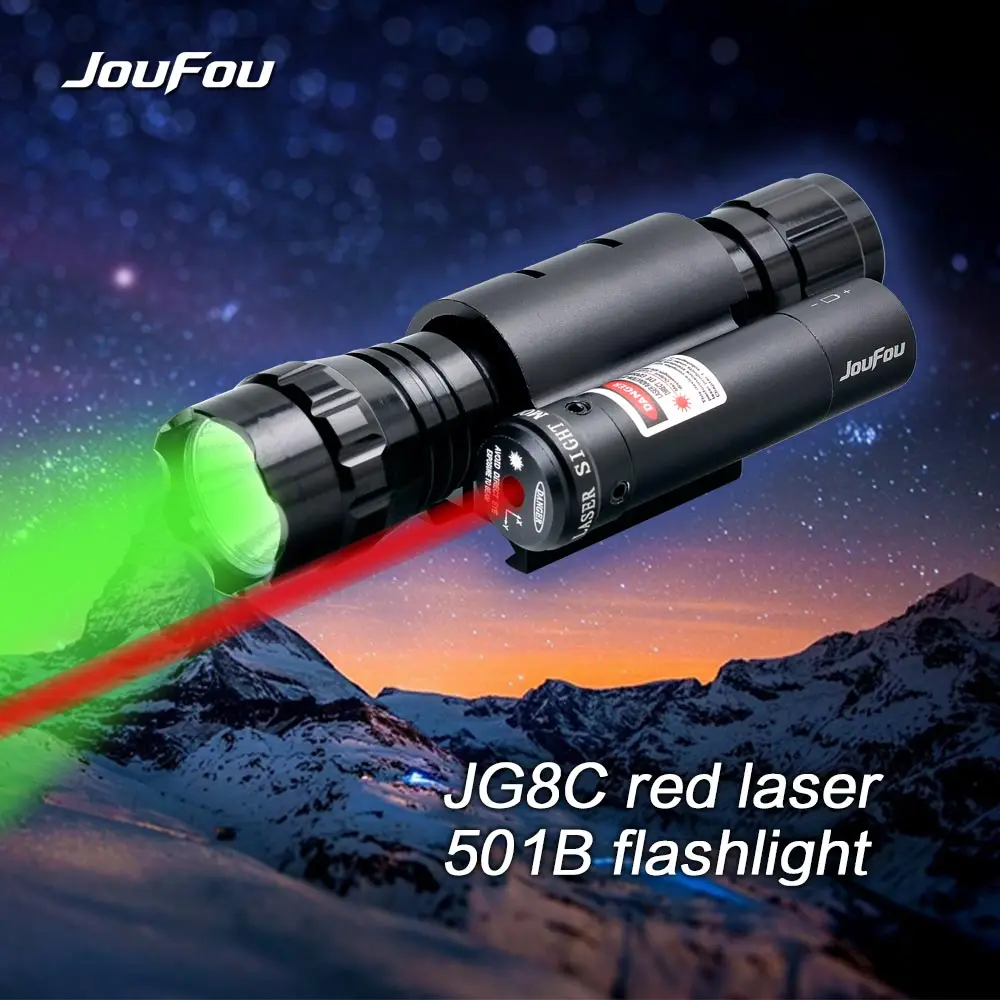 

Hunting JouFou Tactical Light Ultra Bright Strong Green 501 LED Flashlight with JG8C Red Laser Sight 20mm Rail Mount