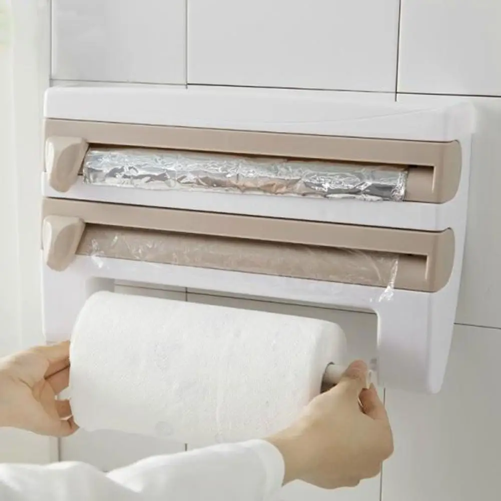 Стеллаж для хранения пленки для холодильника, настенный держатель для бумажных полотенец, кухонный Органайзер