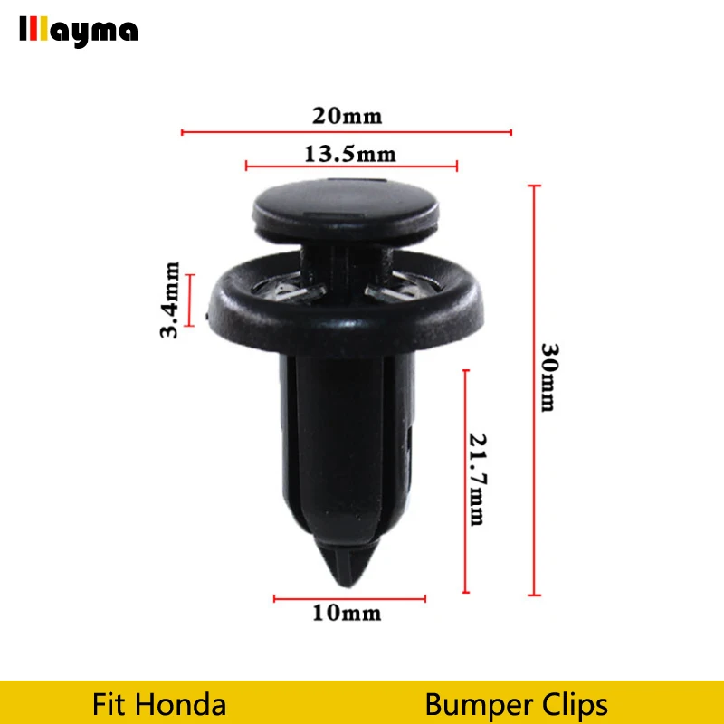 Пластиковые зажимы Упакованные черный Insight передний бампер замок крючки зажима застежка нажимная защелка заклепки отделка заклепки для Honda Accord CRV