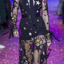 FFLACELL 5 ярдов изысканное Тюлевое кружево с пайетками ткань звезда свадебное платье сетка ткань шириной 125 см