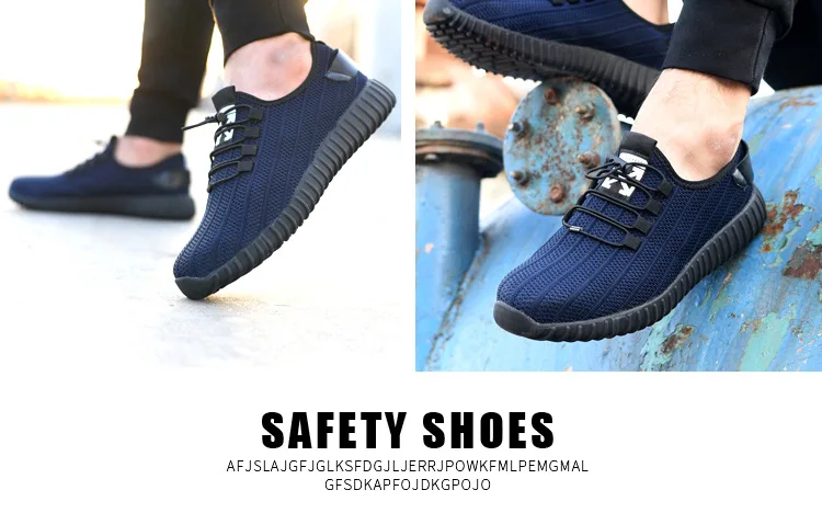 Мужская обувь из дышащей сетки со стальным носком; защитная обувь для работы; Цвет черный, синий; ботинки на платформе с защитой от прокалывания на стройке