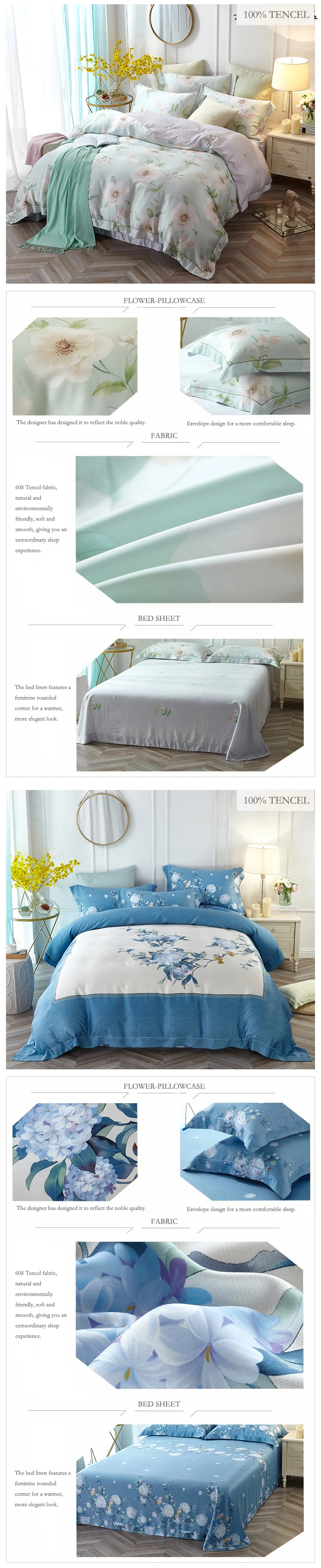 flower bedding set luxury bed sheets palace duvet cover tencel cotton bed sheets quilt cover set parure de lit adulte bedclothes 07
