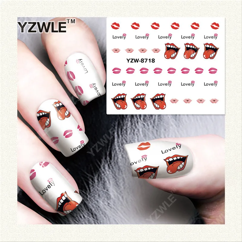 

YZWLE 1 Sheet DIY Decals Nails Art Water Transfer Printing Stickers Accessories For Manicure Salon YZW-8718