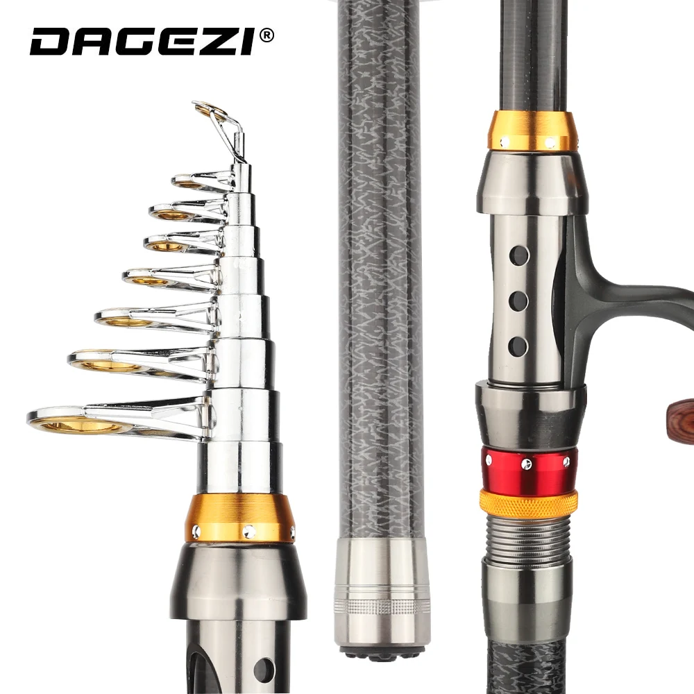 DAGEZI Carbon Fiber Telescopic Fishing Rod 1.8-3.6m Spinning Fishing Rods Spinning Fishing Pole Short Sea Rods
