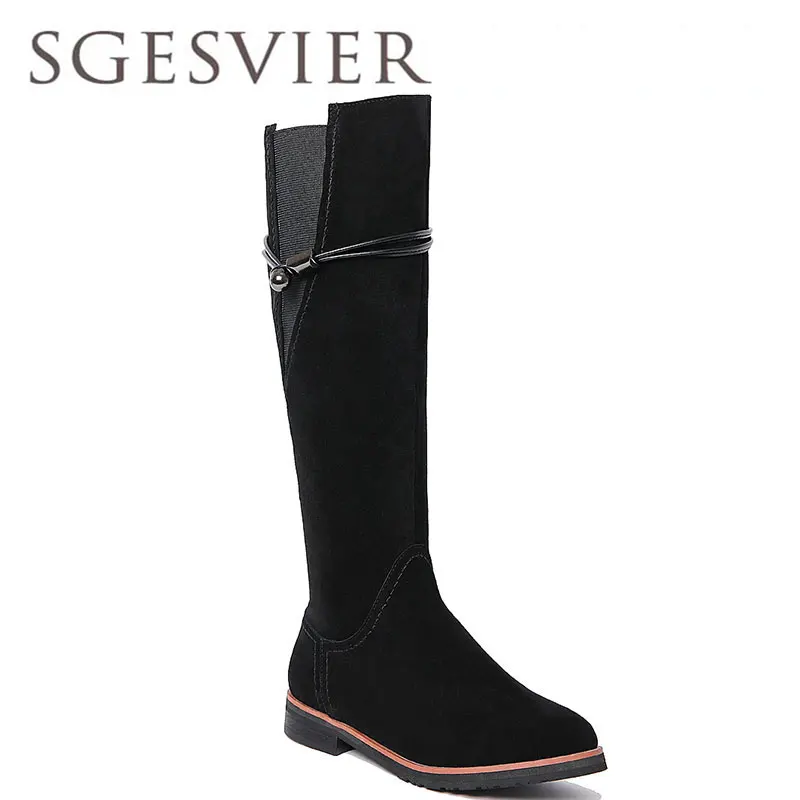 

SGESVIER new 2017 autumn winter shoes women quality genuine leather women's shoes non-slip rubber outsole knee-high boots GBH238