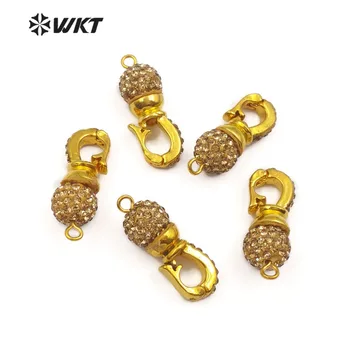 

WKT JF317 Wholesale Trendy Style Handwork Clasp Jewelry Accessories With Gold Color Rhinestone Pave For Female Jewelry Making