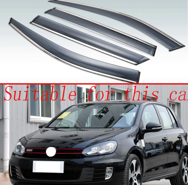 Для VW GOLF 6 MK6 2009-2013 пластиковый Наружный козырек вентиляционные Шторы окно Защита от солнца и дождя отражатель 4 шт