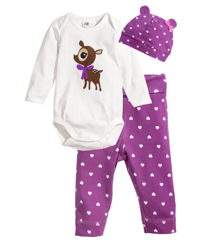 Детские комбинезоны; хлопковая одежда с длинными рукавами для маленьких девочек; комбинезон с рисунком Микки и Минни для маленьких мальчиков+ шапочка+ штаны; комплекты одежды для новорожденных - Цвет: Deer