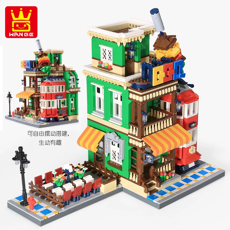 

Wange architecture Building Blocks City shop Decor store New York Toy Brick Compatible legoed Cafe Corner creator Sets capital