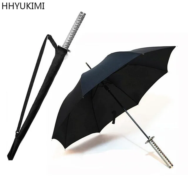 HHYUKIMI Huge Long Handle Large Windproof Samurai Sword Umbrella Japanese Ninja like Sun Rain