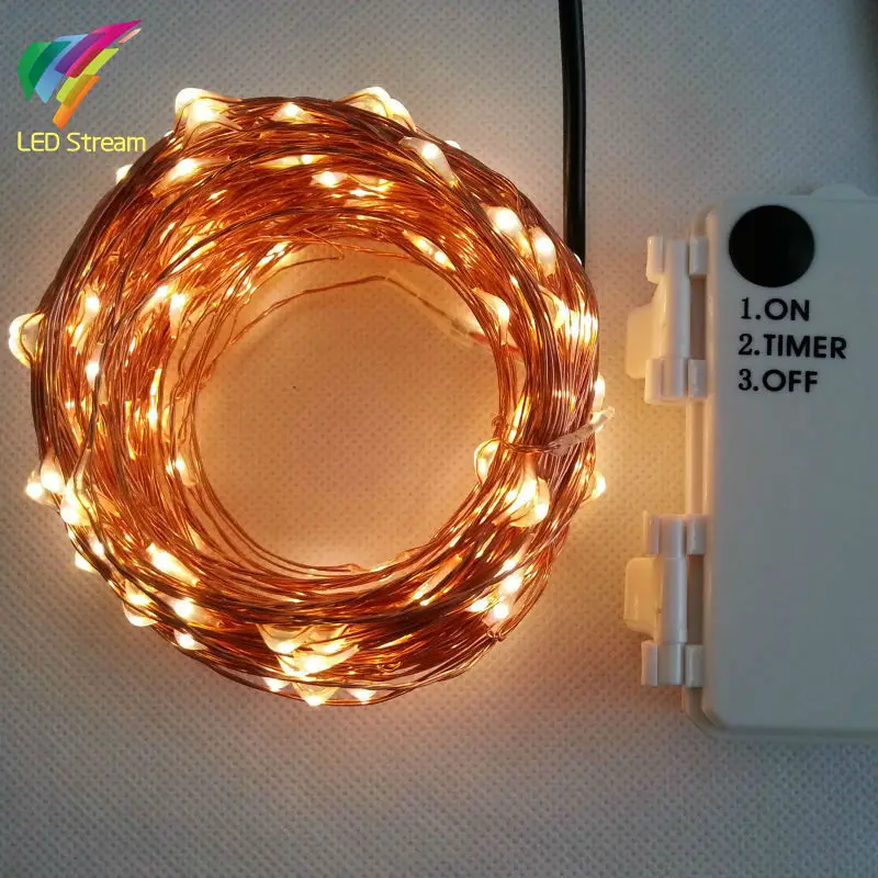 Outdoor Timer 20M 200 led 3AA Battery Powered Copper Wire Fairy String