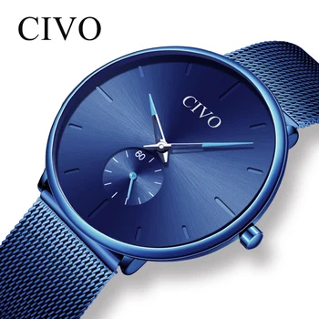

CIVO Mens Watches Top Brand Luxury Quartz Man Watch 2019 Fashion Mesh Steel Strap Waterproof Sport Watch Clock Relogio Masculino
