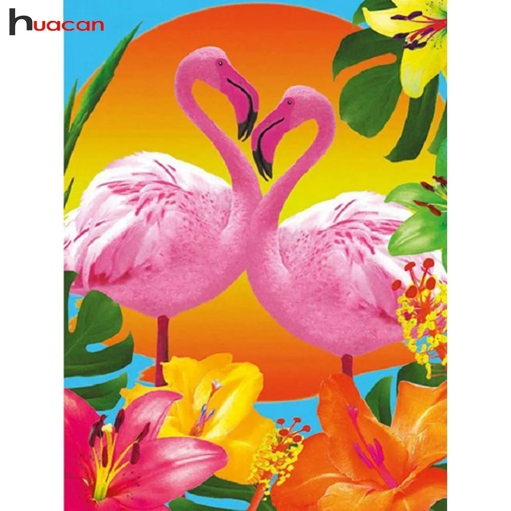 

HUACAN 5D Diamond Painting Flamingo Full Square Drill Picture Of Rhinestone Diamond Embroidery Animal Paint With Diamonds