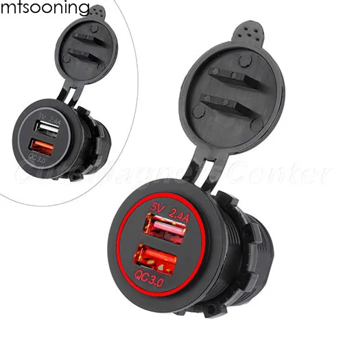 Mtsooning QC 3 0 Автомобильное и мотоциклетное зарядное устройство с двумя USB-портами