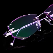 Очки без оправы, алмазная отделка очки модные женские красивые темпераментные Рецептурные очки миопия, Гиперметропия 30