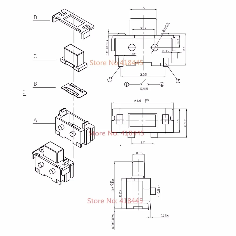 1000PCS/LOT 2x4x3.5 Tactile Switch SMD mobile power switch Free shipping 2x4 micro Tact Switch side click-in Switches from Lights & Lighting on ...