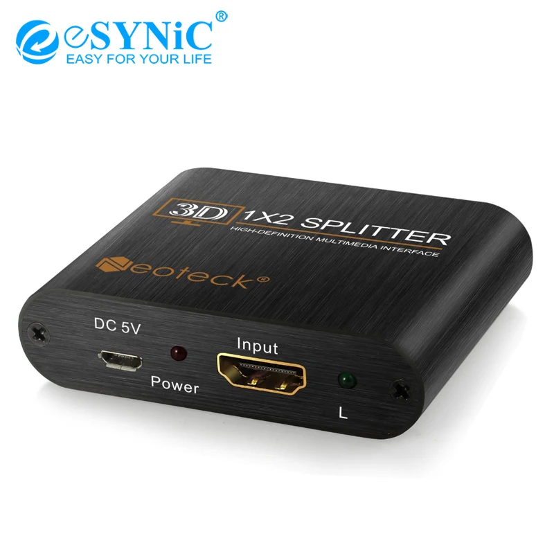 

eSYNiC 2 Output 1 Input HDMI Splitter Amplifier DC 5V 2 Way Switch Box Hub 1x2 For HDTV/PS3/DVD/Xbox 1080P 3D 1.3 HDMI Splitter