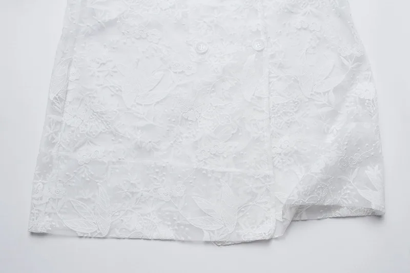 Ordifree лето осень элегантное женское белое кружевное платье с длинным рукавом с поясом и вышивкой Туника пляжное платье Женский комплект из 2 предметов