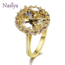 Luxury 925 Sterling Silver Spinel Rings Gold Color Finger Ring Wedding Engagement Cubic Zirconia Rings For Women Wholesale New