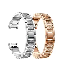 Модные Кристаллы и стразы ремешок для часов подходит бит Зарядка 2 ремешок для часов три бусины из нержавеющей стали дамские сменные браслеты