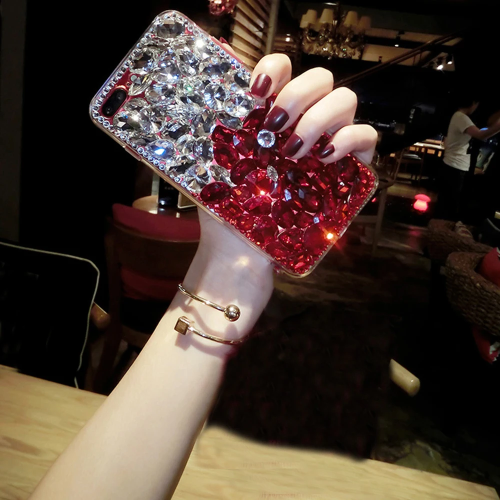 

XSMYiss For iPhone X XS MAX XR 5S 6S 7 8 PLUS Luxury Glitter Back Cover Crystal Bling Diamond rhinestone soft Phone case