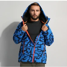 Походная куртка для активного отдыха Для мужчин Softshell дышащая Водонепроницаемый куртки Термальность кемпинга и походов рыбалки охоты с камуфляжным принтом, защита от ветра, с капюшоном