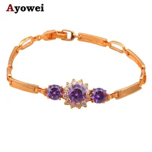 Блестящие золотые цветные браслеты, циркониевый дизайн, AAA циркон и фиолетовый кристалл, Здоровье никель и свинец, модные ювелирные изделия TB307A