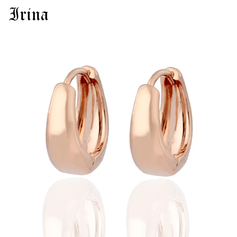 

Irina New Arrivals 585 Rose Gold Smooth Hoop Earrings Women Simple Exquisite Wedding Party Noble Trendy Unique Jewelry