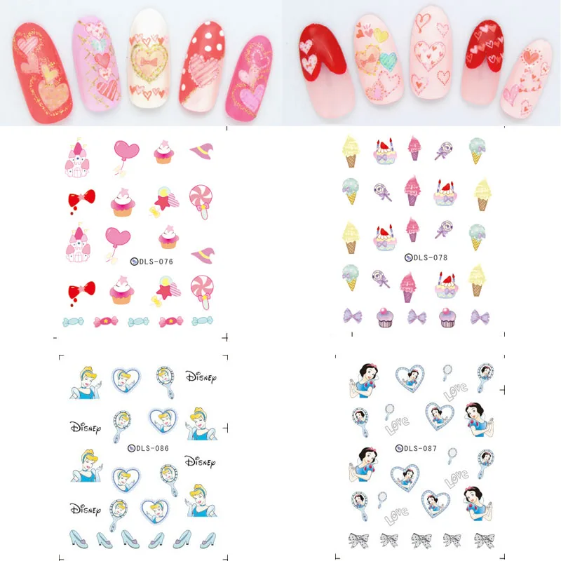 

DLS061-090 New Arrival Water Foils Nail Art Sticker Cartoon Hearts Harajuku Design Water Decals Manicure Little Element Sticker