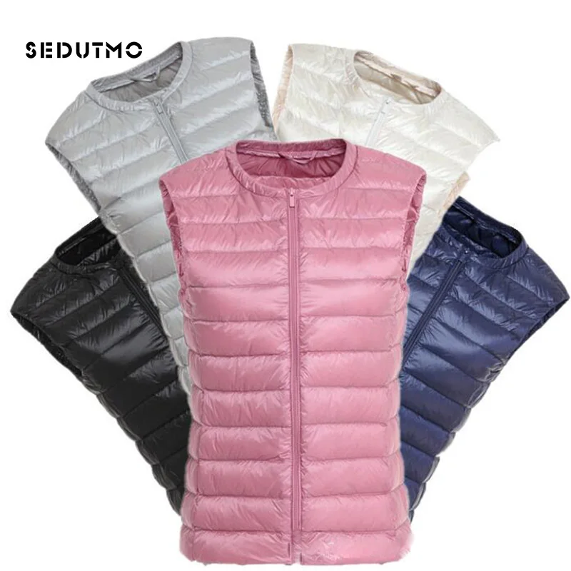 

SEDUTMO Spring Ultra Light Duck Womens Down Jackets Vest Winter Down Coat Short Puffer Jacket Waistcoat ED126