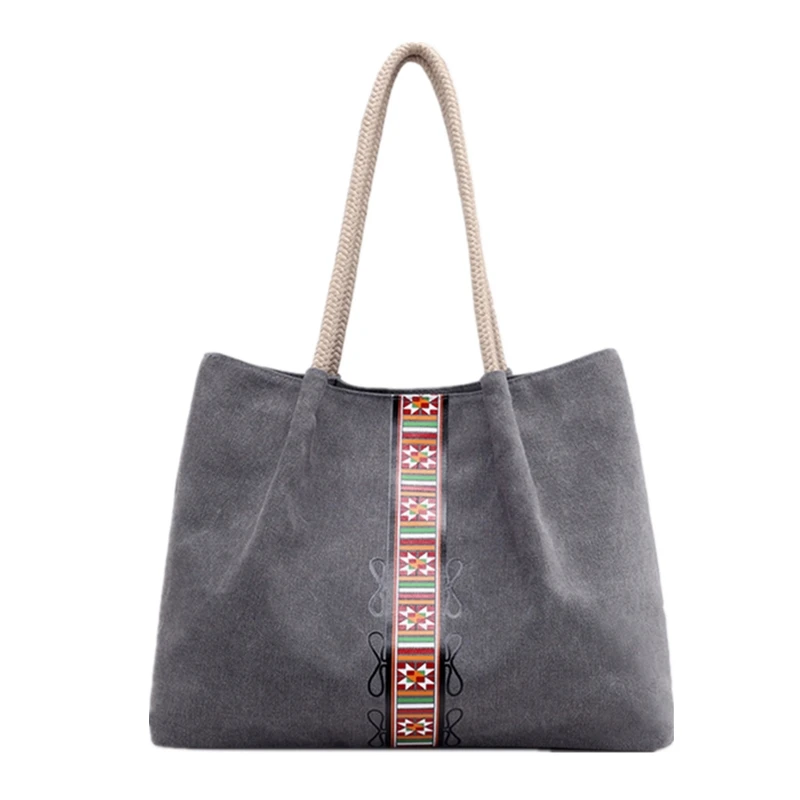 

2018 new women's canvas handbags single shoulder shopping bags with large capacity shopping bags fashion party handbag