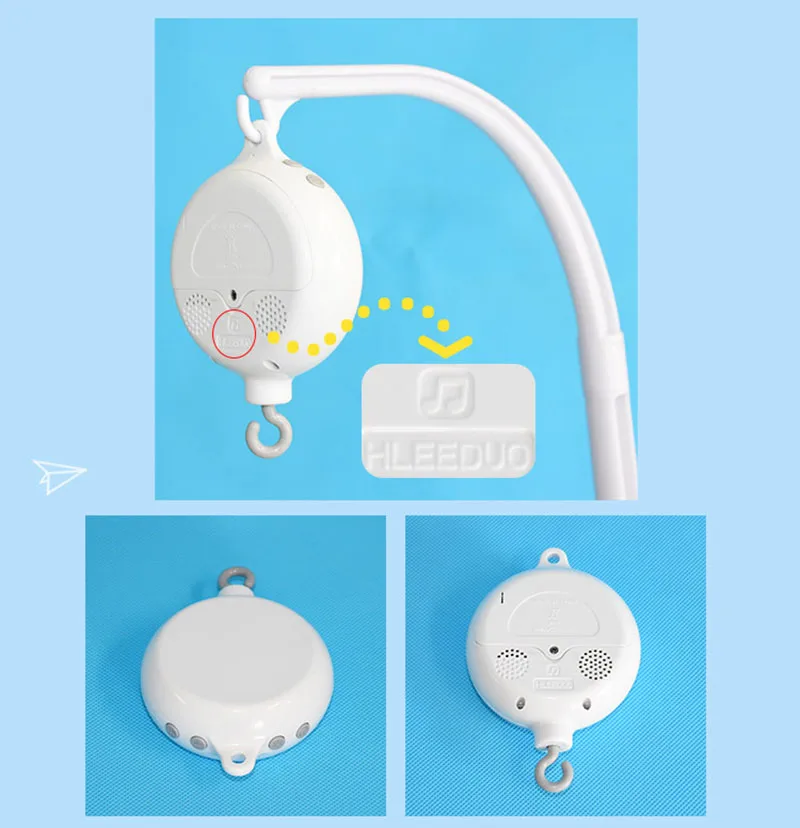 Baby Crib Holder White Rattles Arm Bracket Set Cot 360 Degree Rotating Cribs Bed Bell Toy Wind-up Baby Rotary Mobile Music Box