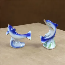 Фарфоровая миниатюрная керамическая фигурка влюбленных дельфинов океанариум морские животные декор ремесло орнамент подарок аксессуары