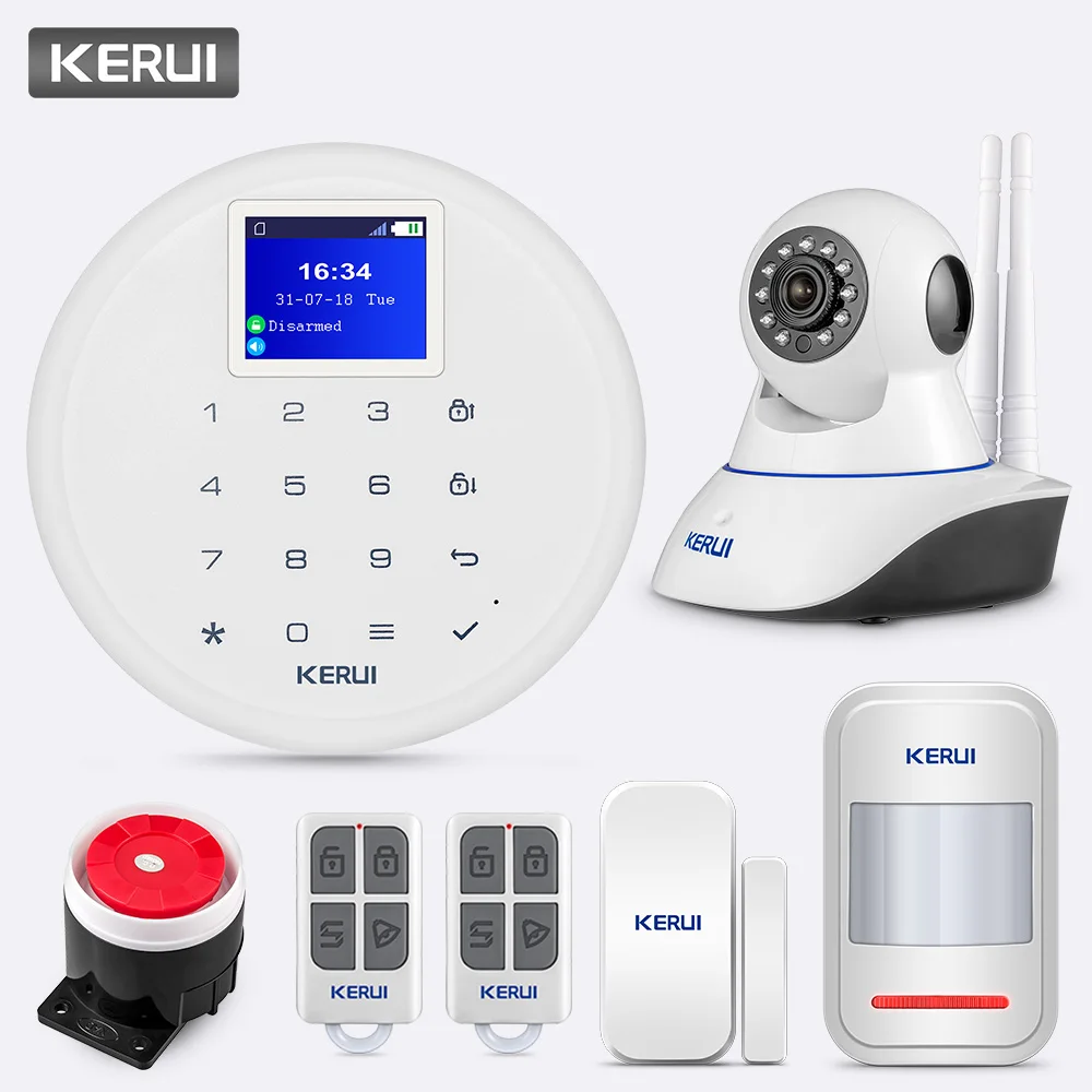 KERUI G17 433MHz домашняя охранная GSM сигнализация Беспроводная приложение удаленный PIR детектор движения система сигнализации комплект с камерой