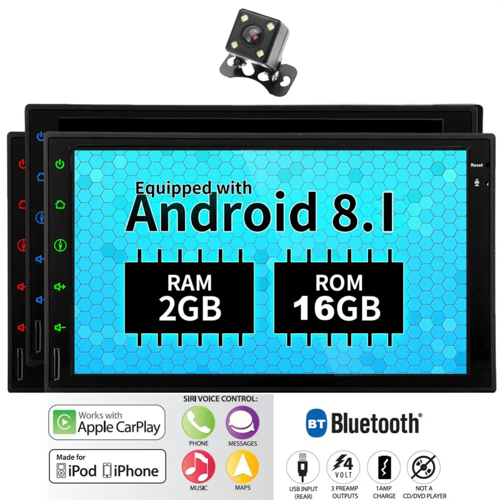 

Android 8.1 Car Player without DVD Stereos IN Dash Double din GPS Navigation Quad-core Bluetooth 7inch Touchscreen Monitor wifi