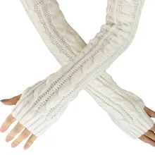 KLV женские зимние плетеное без пальцев Вязаные длинные перчатки Новое и высокое качество удобные z0913