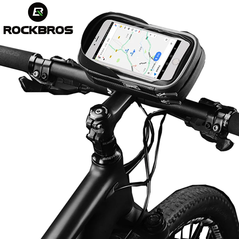 

ROCKBROS Cycling Bike Bicycle Phone Bag 6.0 Inch MTB Frame Pouch Case Rainproof TPU Touch Screen Bike Cell Phone Handlebar Bag