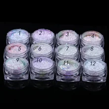 12 цветные ногти блестки прозрачные блестки зеркало-Хамелеон сухие блестки ароматный Маникюр украшение для ногтей CD88