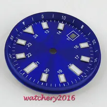 33 мм синий стерильные часы циферблат Дата световой подходит для 2836 2824 Miyota 8205 8215 движение