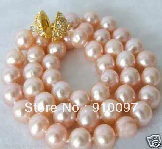 

>>>11-12MM Pink Akoya Cultured Pearl necklace 14K GP Clasp 18