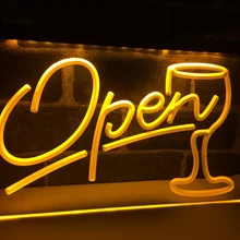 LB536-сценарий Open Glass Коктейли Бар светодиодный неоновый Световой значок для домашнего декора